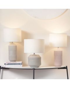 Meribel Grey Geo Textured Ceramic Table Lamp