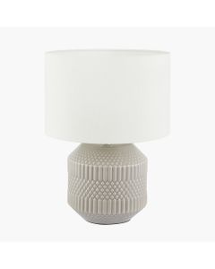 Meribel Grey Geo Textured Ceramic Table Lamp