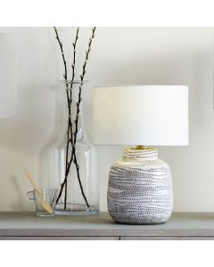 Alina White Dot Design Small Stoneware Table Lamp Base