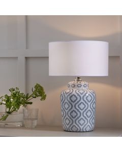 Celia Grey and White Pattern Ceramic Table Lamp Base