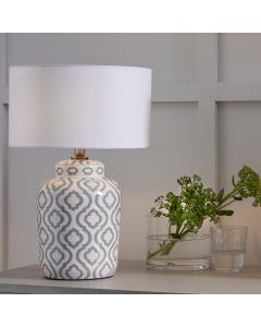 Celia Taupe and White Pattern Ceramic Table Lamp Base