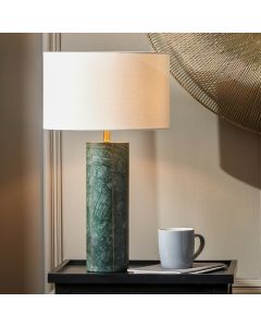 Venetia Green Marble and Gold Metal Tall Table Lamp