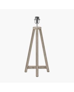 Whitby Grey Wash Wood Tapered 4 Post Table Lamp Base with Lino 35cm White Self Lined Linen Cylinder Lampshade