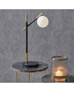 Wanda White Orb and Black Metal Table Lamp