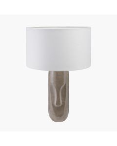 Visage Grey Face Design Tall Stoneware Table Lamp Base with Henry 45cm White Handloom Cylinder Lampshade