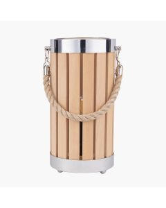 Austell Natural Wood Small Lantern Table Lamp