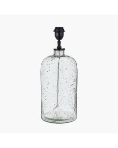 Ophelia Grey Bubble Glass Table Lamp Base with Henry 40cm Taupe Handloom Cylinder Lampshade