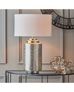 Zuri Large Shiny Silver Metal Pot Table Lamp Base