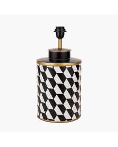 Victor Black and White Geometric Hand Painted Metal Table Lamp