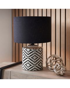 Chirala Black and White Ikat Ceramic Table Lamp Base