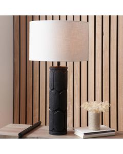 Aurelia Embossed Black Wood Tall Table Lamp Base