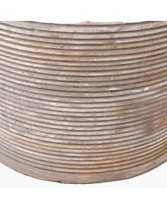 Nelu Grey Engraved Wood Dome Table Lamp Base with Lino 35cm White Self Lined Linen Cylinder Lampshade