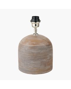 Nelu Grey Engraved Wood Dome Table Lamp Base