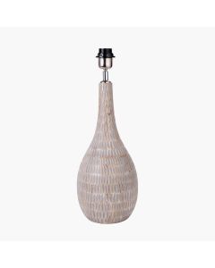 Loan Grey Engraved Wood Bottle Table Lamp