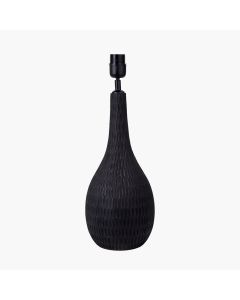 Loan Black Engraved Wood Bottle Table Lamp