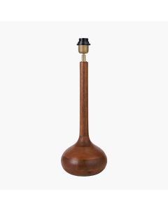 Toma Oiled Wood Tall Neck Table Lamp Base with Henry 40cm Tobacco Handloom Cylinder Lampshade