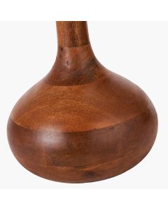 Toma Oiled Wood Tall Neck Table Lamp Base with Lino 35cm White Self Lined Linen Cylinder Lampshade