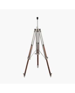 Port Nickel and Wood Tripod Floor Lamp Base