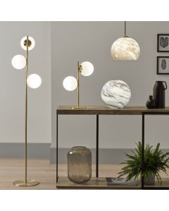 Asterope White Orb and Gold Metal Floor Lamp