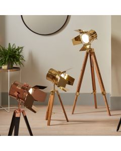 Hereford Gold and Natural Tripod Floor Lamp