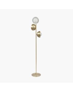 Estelle Brushed Brass Metal and White Orb Dome Floor Lamp