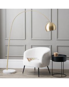 Feliciani Brushed Brass Metal and White Marble Floor Lamp