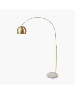 Feliciani Brushed Brass Metal and White Marble Floor Lamp