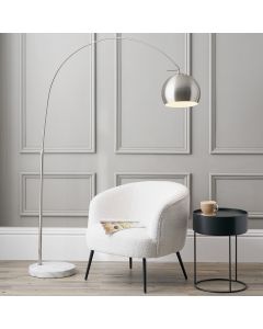 Feliciania Brushed Silver Metal and White Marble Floor Lamp