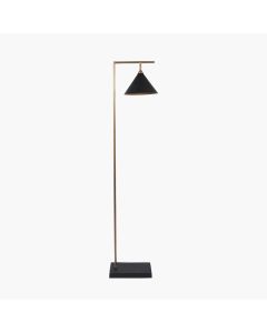 Zeta Matt Black and Antique Brass Floor Lamp 