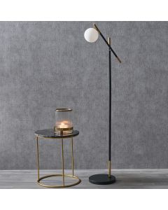 Wanda White Orb and Black Metal Floor Lamp