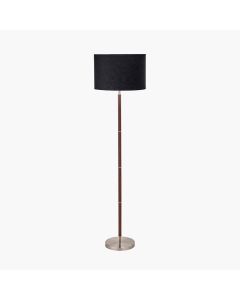 Gianni Brushed Silver and Wood Effect Floor Lamp