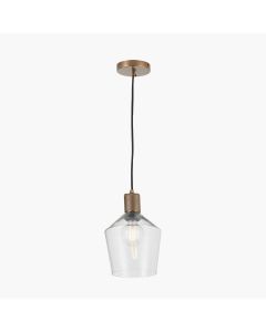 Bexley Clear Glass with Antique Brass Fitting Electric Pendant
