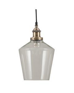 Emmanuelle Antique Brass Metal and Clear Glass Pendant