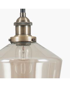 Emmanuelle Antique Brass Metal and Lustre Glass Pendant