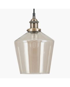 Emmanuelle Antique Brass Metal and Lustre Glass Pendant