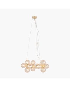 Vecchio Lustre Glass Ball and Gold Metal Pendant