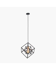 Alessio Matt Black Metal Cube Pendant