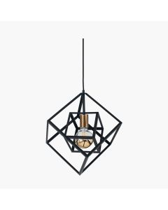 Alessio Matt Black Metal Cube Pendant