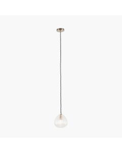 Ella Clear Ribbed Glass Teardrop Pendant