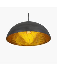 Anders Matt Black and Gold Leaf Metal Dome Pendant