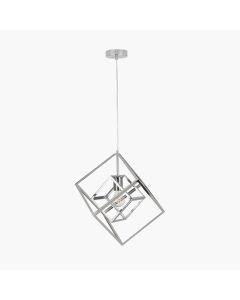 Alessio Shiny Nickel Metal Cube Pendant