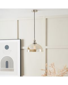 Cecilia Antique Silver Metal and Lustre Glass Dome Pendant