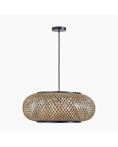 Evianna Black and Natural Rattan Large Pendant