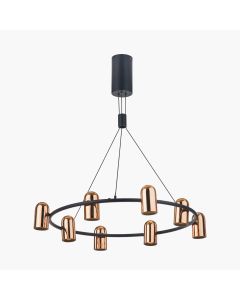 Xena Black and Rose Gold Metal 8 Light LED Pendant