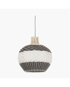 Rowan Natural Rattan Black and White Woven Pendant