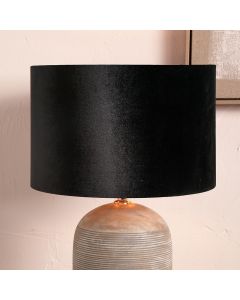 Bow 35cm Black Velvet Cylinder Lampshade