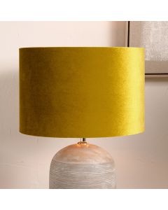 Bow 45cm Mustard Velvet Cylinder Lampshade