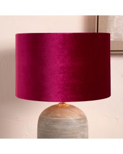 Bow 40cm Raspberry Velvet Cylinder Lampshade