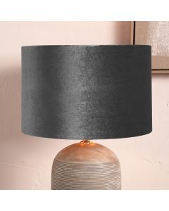 Bow 35cm Slate Velvet Cylinder Lampshade