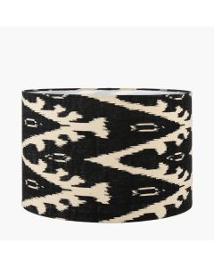 Lars 30cm Black Ikat Patterned Cylinder Shade